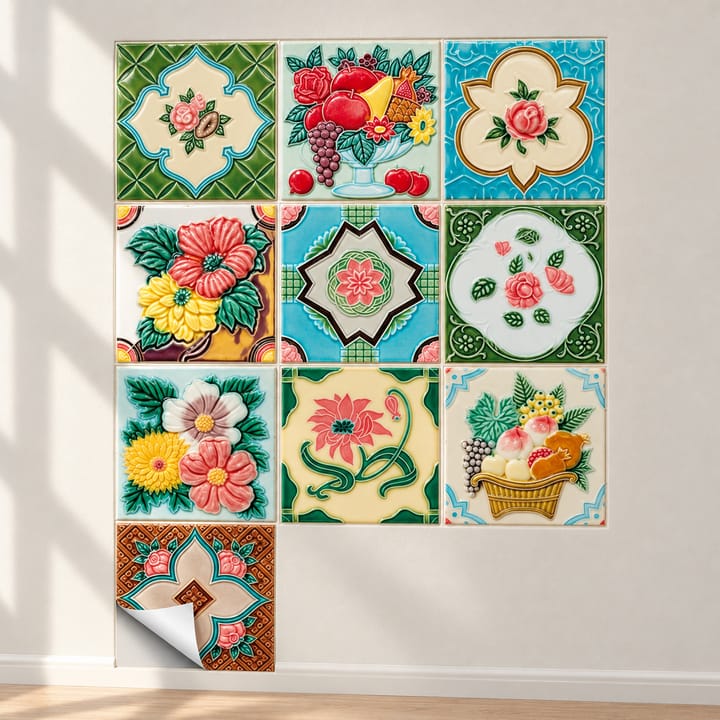 Mandala Peel and Stick Tile Sticker, Floral fruit tile