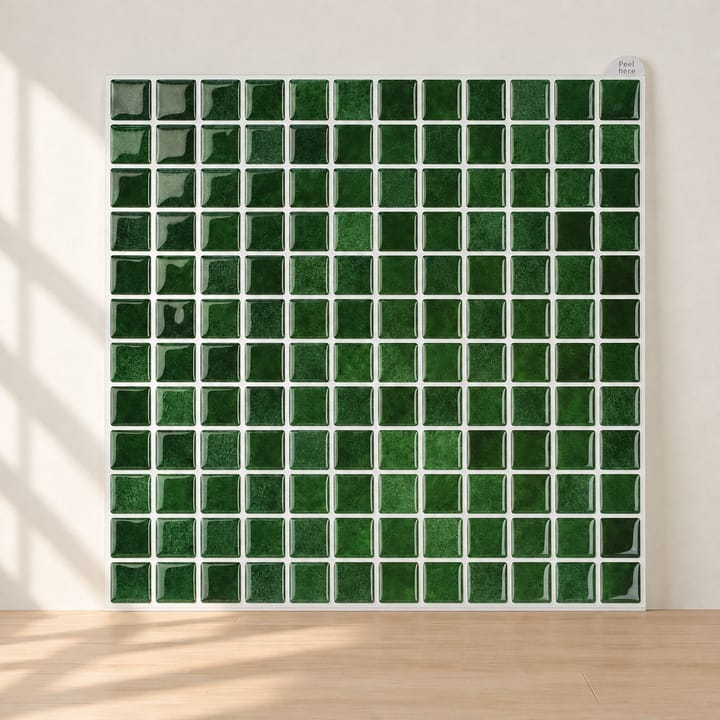 Mosaic Peel and Stick Tile Sheets, Dark green mosaic