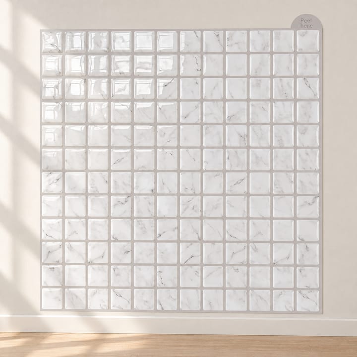 Mosaic Peel and Stick Tile Sheets, White marble