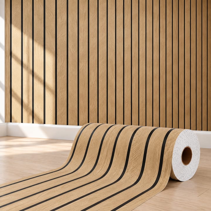 Wood Slat Grain Peel and Stick Wallpaper, Light wood