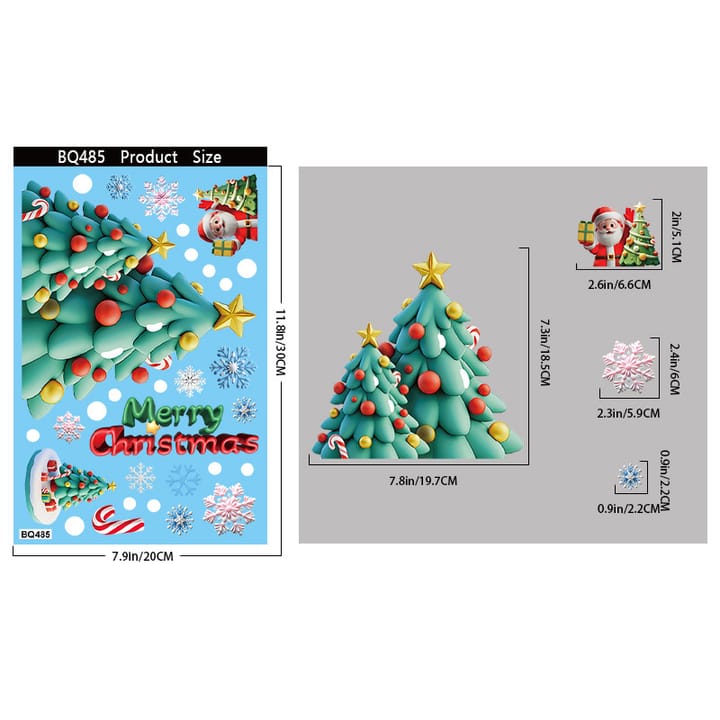 Christmas Static Cling Window Decorations, Santa and snowman
