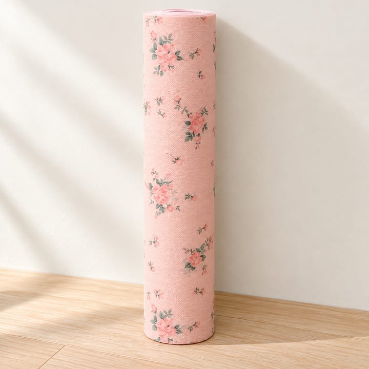 Pink Rose Floral Shelf Liner Roll