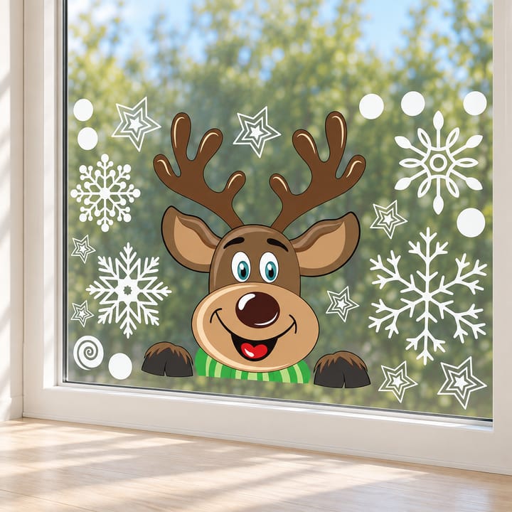 Christmas Static Window Clings, Santa with candy cane and mittens