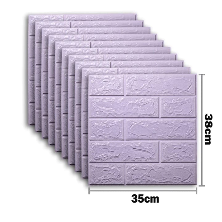 Peel and Stick 3D Foam Wall Panels, Lavender brick