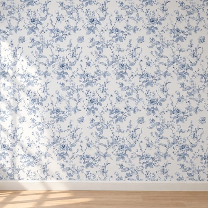 Vintage Blue Floral Vinyl Wallpaper