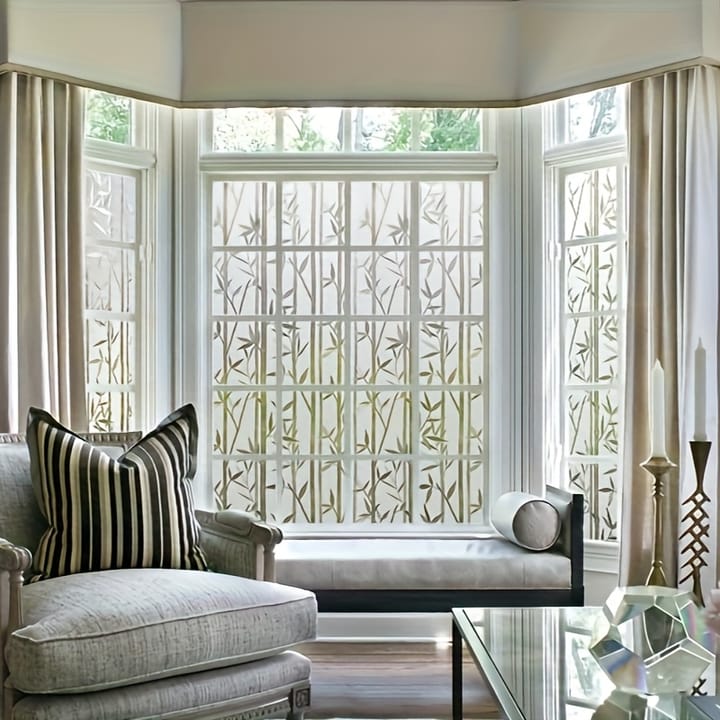 Beige Frosted Static Cling Privacy Window Film