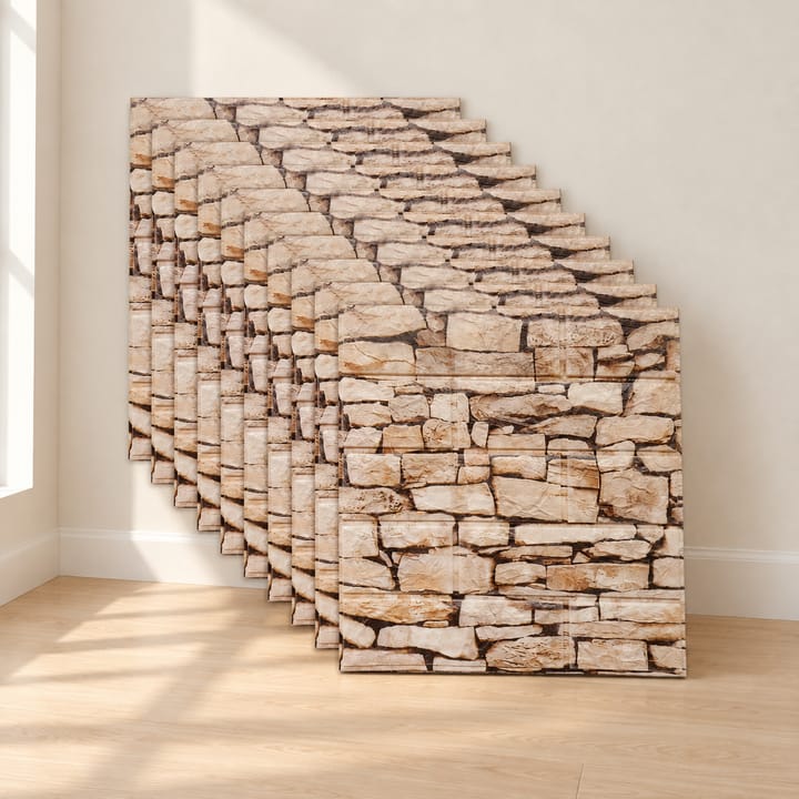 Peel and Stick 3D Foam Wall Panels, Beige stone