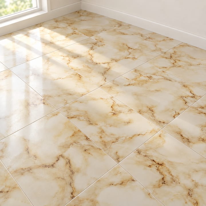 Peel and Stick Vinyl Floor Tile, Gold and beige marble bright