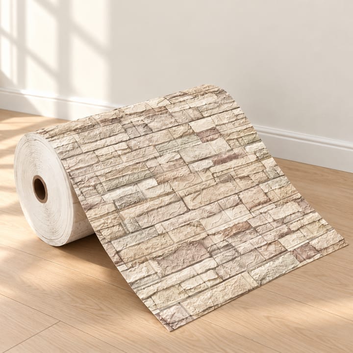 Embossed Foam Brick Wall Panel, Light yellow