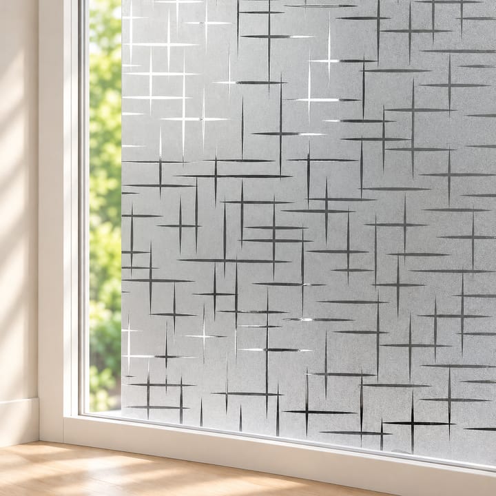 Matte Frosted Static Cling Window Film, Silver crosshatch