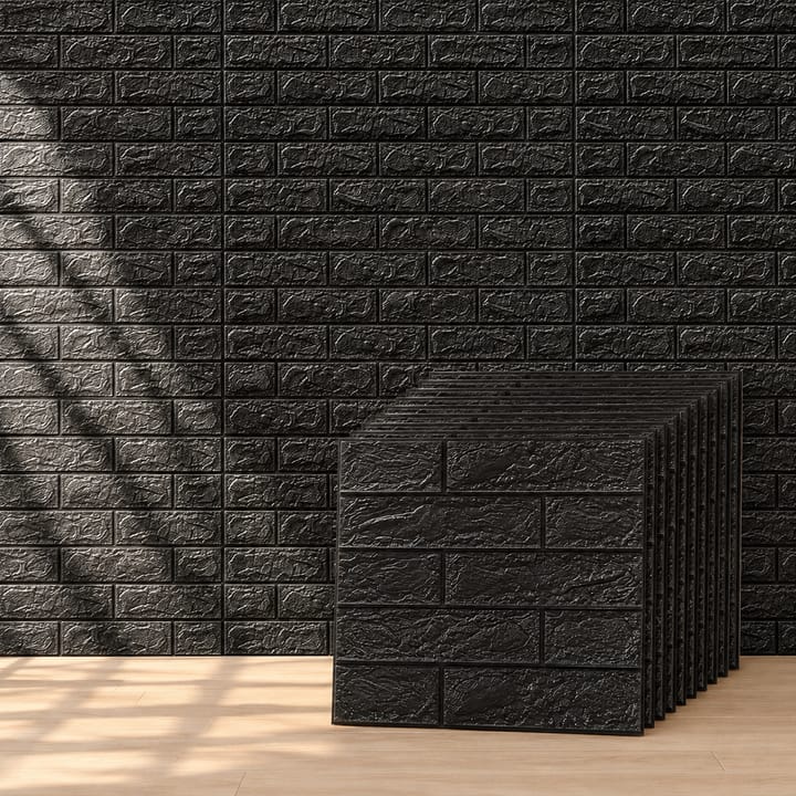 3D Foam Brick Wall Panels, Black