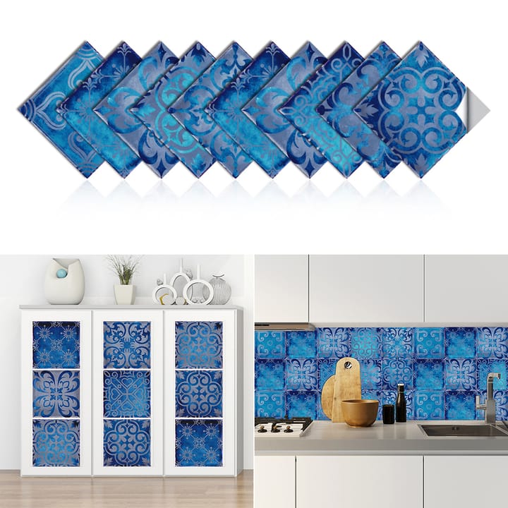 Dream Blue Floral Tile Stickers