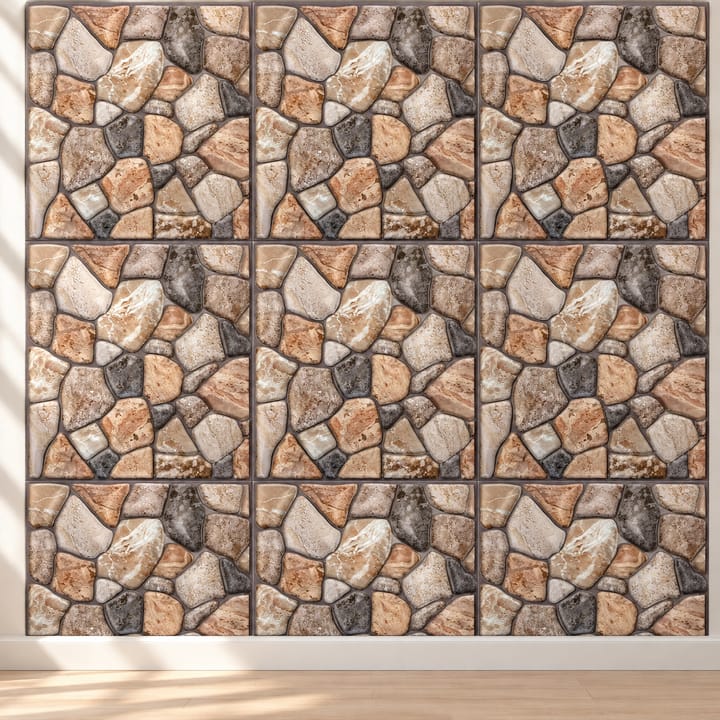 Stone and Pebble Peel and Stick Tile, Brown stacked stone