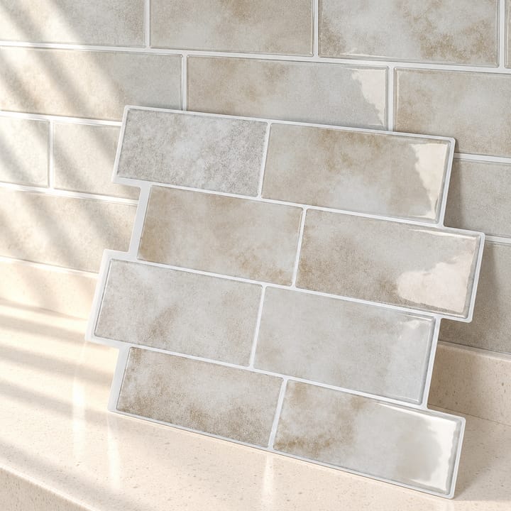 Peel and Stick Backsplash Tile Sheets, White marble