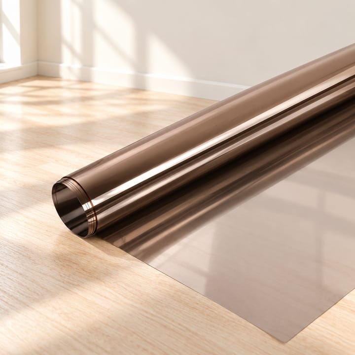 Tea brown one-way mirror film seen from inside and outside