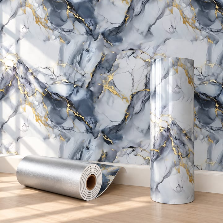 Marble Foam Peel and Stick Wallpaper, Light blue marble
