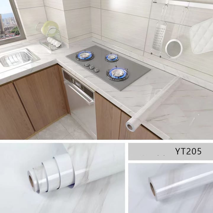Marble Peel and Stick Backsplash Paper, White marble