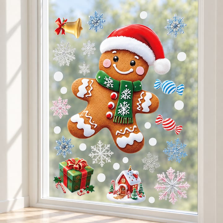 Christmas Static Cling Window Decorations, Gingerbread man