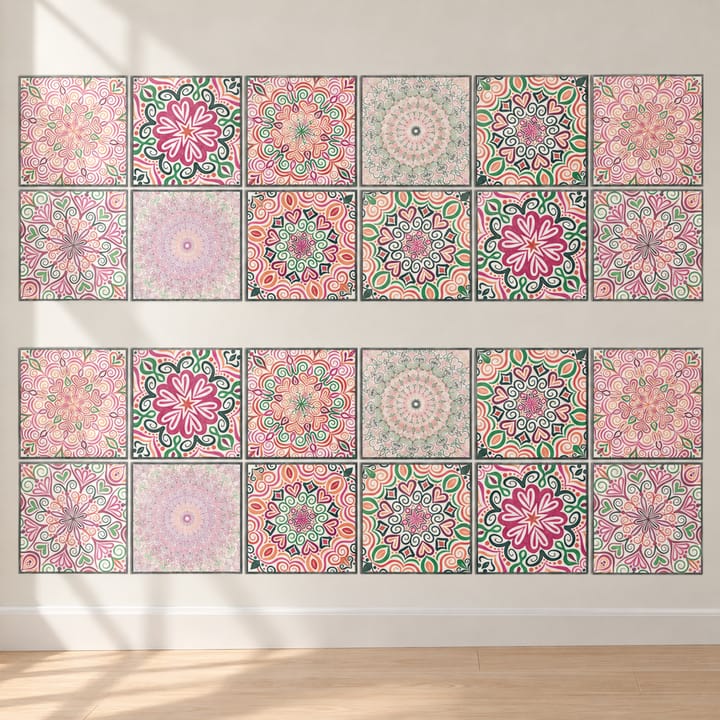 Geometric and Floral Peel and Stick Tile Stickers, Cream embossed floral