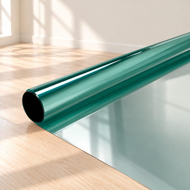 Green one-way mirror film seen from inside and outside