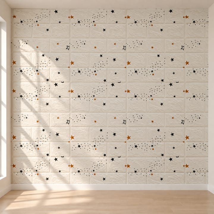 Peel and Stick 3D Foam Wall Panels, White with stars