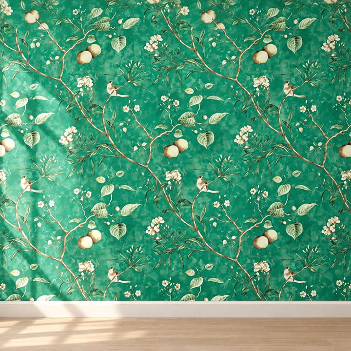 Vintage Floral Leaf Peel and Stick Wallpaper, Green pear tree