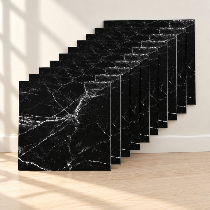 Marble Peel and Stick Tile Stickers, Black marble, 10 sheets