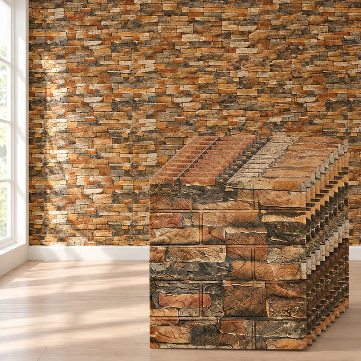 3D Foam Brick Wall Panels, Retro yellow