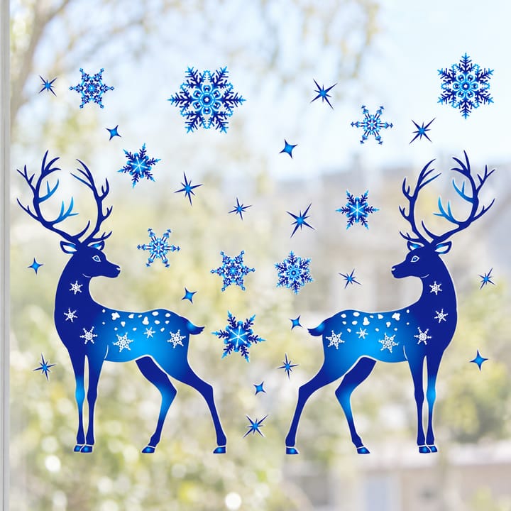 Blue Snowflake and Reindeer Window Clings