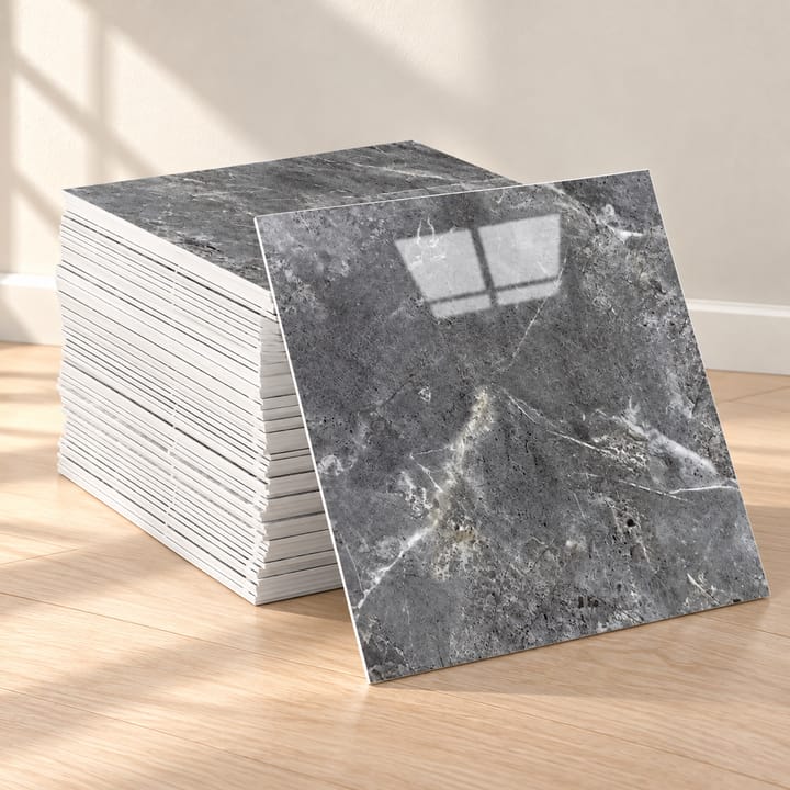 Marble Look Peel and Stick Tile Sheets, Dark gray stone