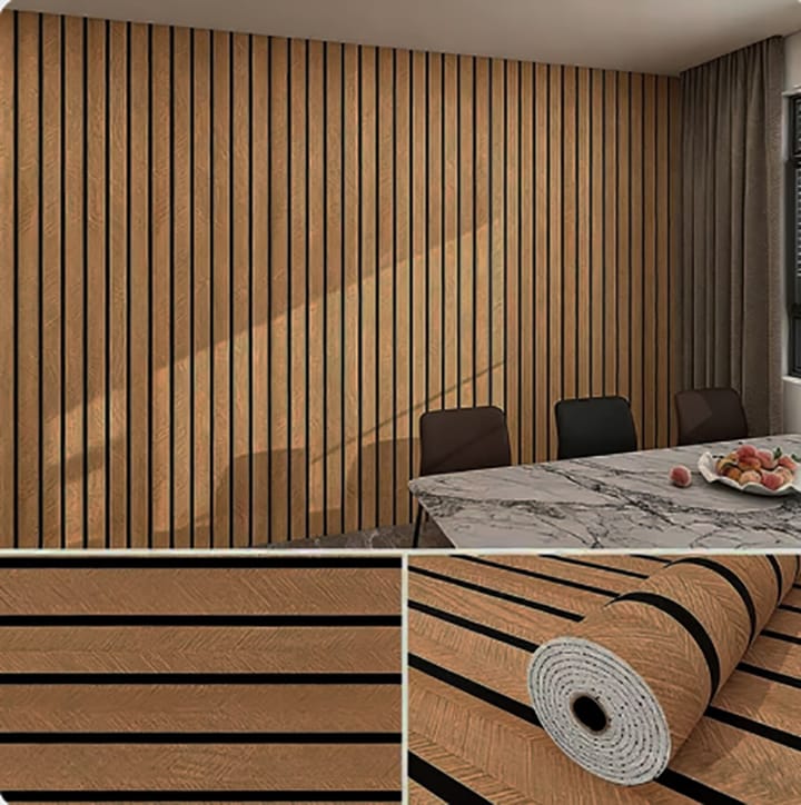 Wood Slat Grain Peel and Stick Wallpaper
