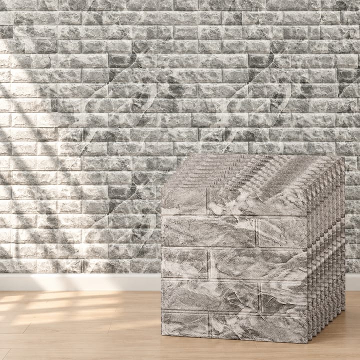 3D Foam Brick Wall Panels, Retro gray