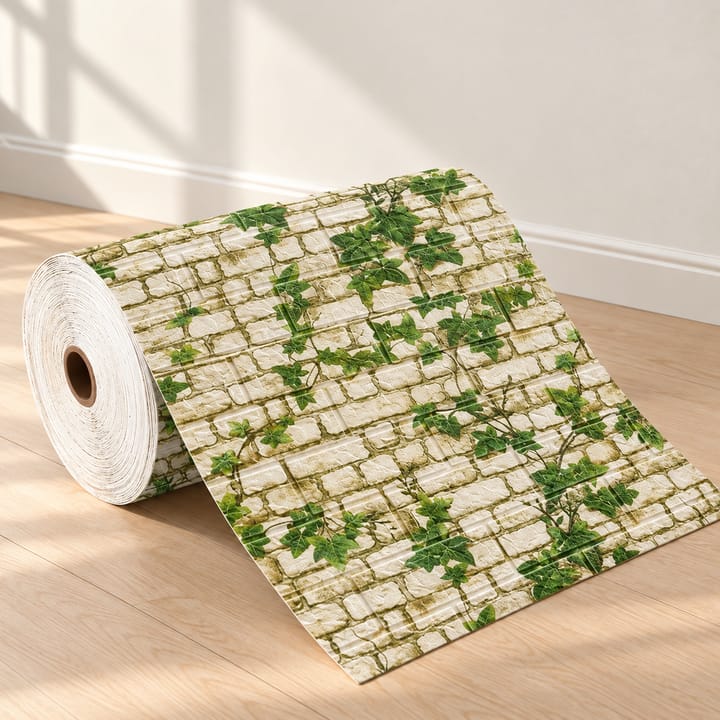 Embossed Foam Brick Wall Panel, Ivy