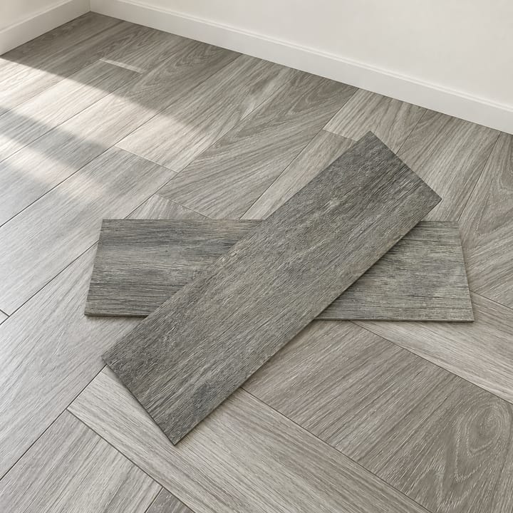 Wood Grain Peel and Stick Floor Tiles, Dark gray wood