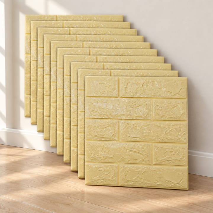 Peel and Stick 3D Foam Wall Panels, Cream brick