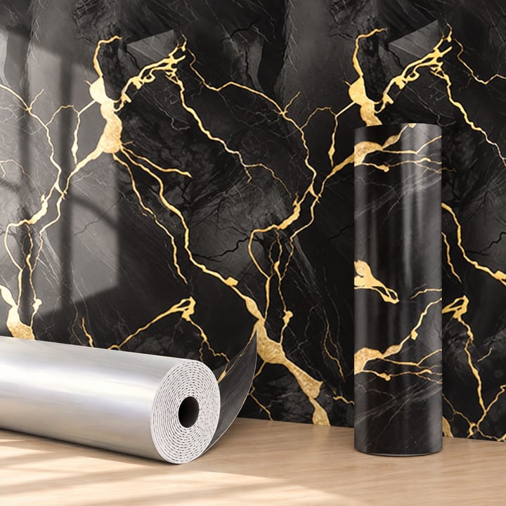 Marble Vein Peel and Stick Wallpaper, White and gold marble