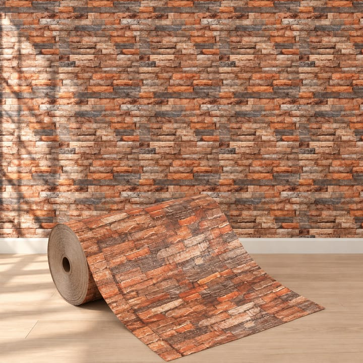 Rolled Rust stone foam with red and brown brick