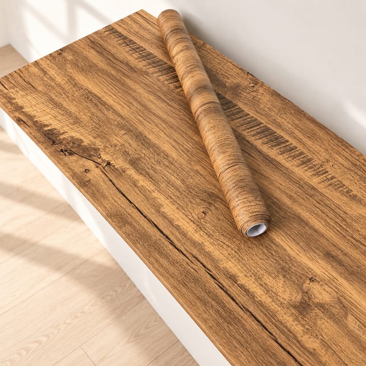 Wood Grain Self-Adhesive Contact Paper, Rustic brown wood
