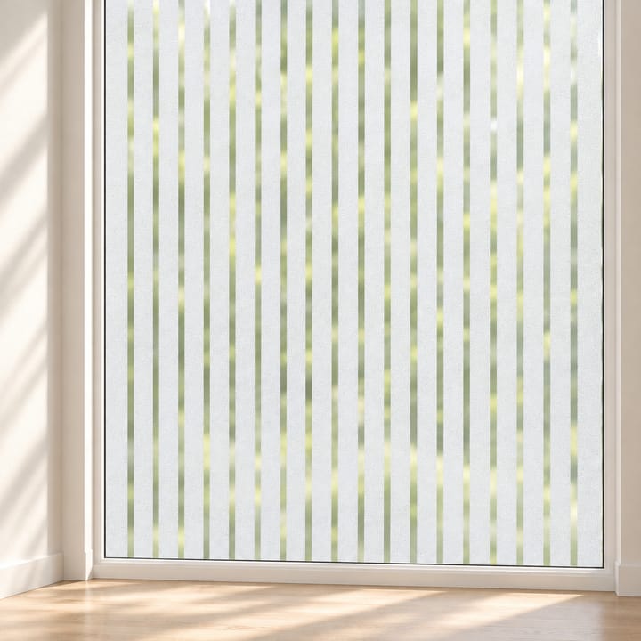 Frosted stripe film fitted vertically and horizontally on two windows