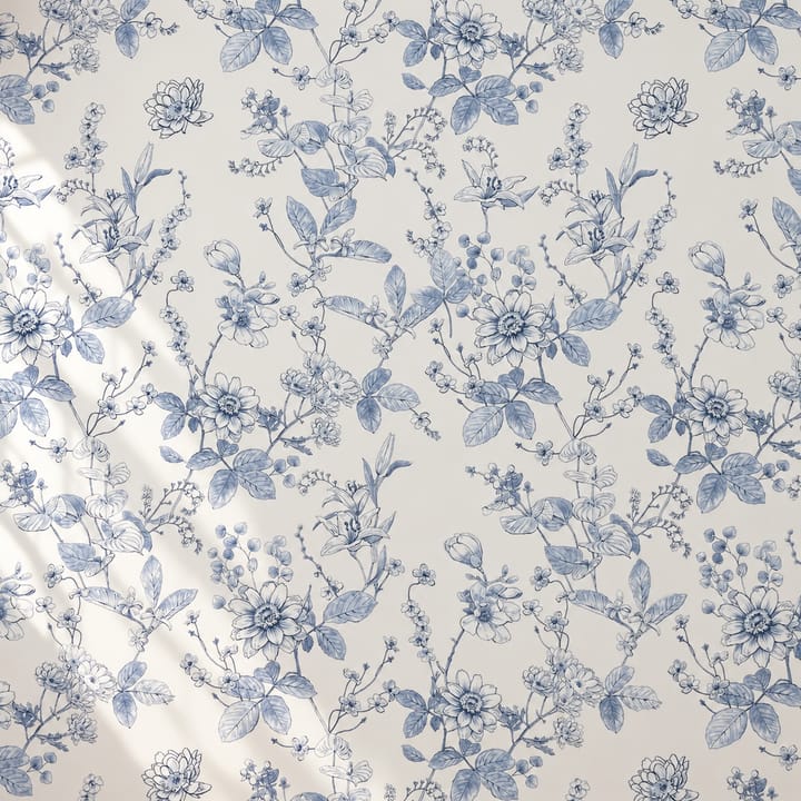 Vintage Blue Floral Vinyl Wallpaper