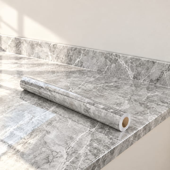 Marble Peel and Stick Backsplash Paper, White and gray marble