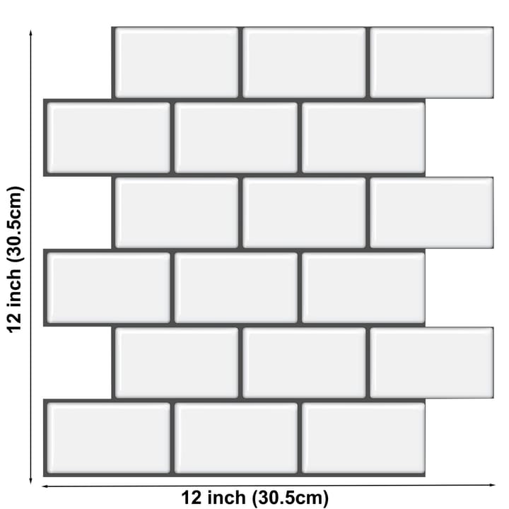 Subway Tile Peel and Stick Backsplash, White subway, gray grout