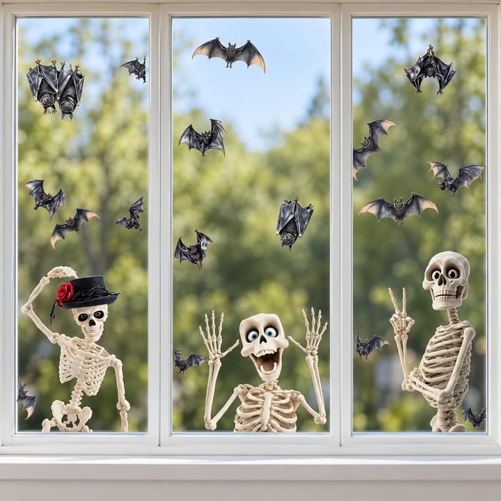 Halloween Skeleton Static Window Clings