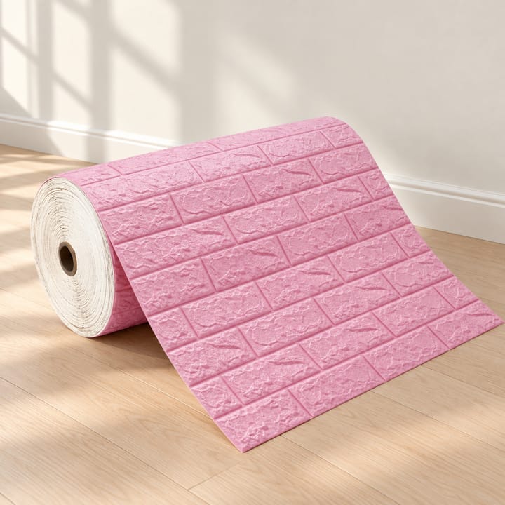 Embossed Foam Brick Wall Panel, Pink