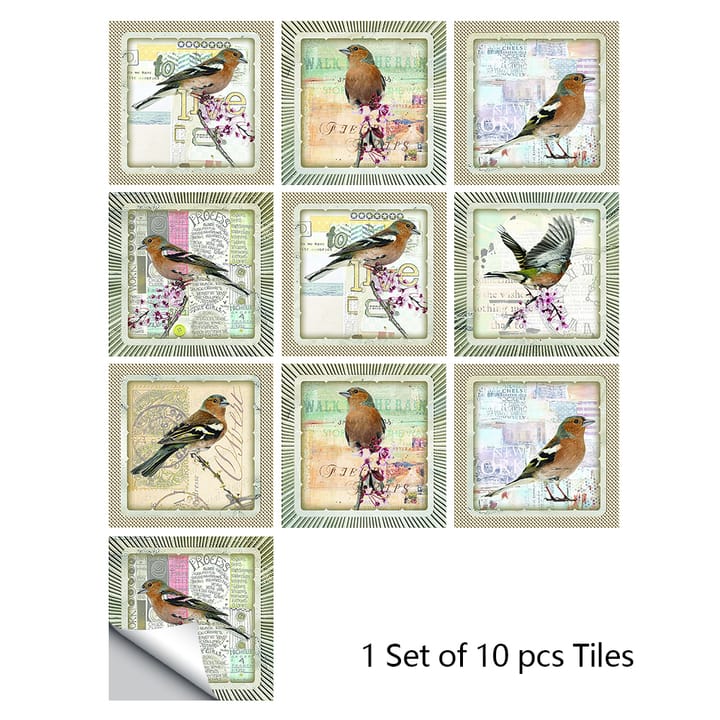 Mandala Peel and Stick Tile Sticker, Bird on branch tile