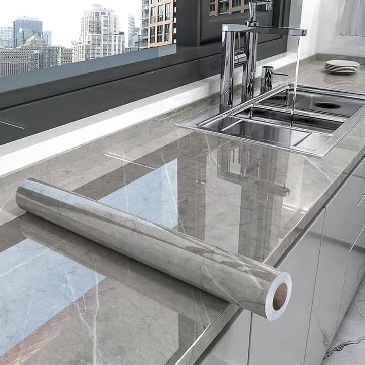Marble Pattern Self-Adhesive Contact Paper, Light gray marble