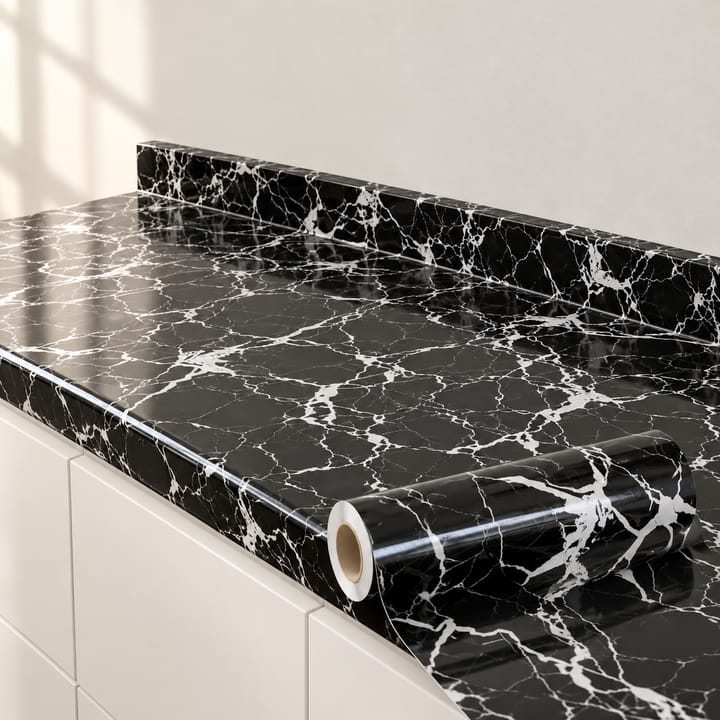 Marble Peel and Stick Backsplash Paper, Black marble