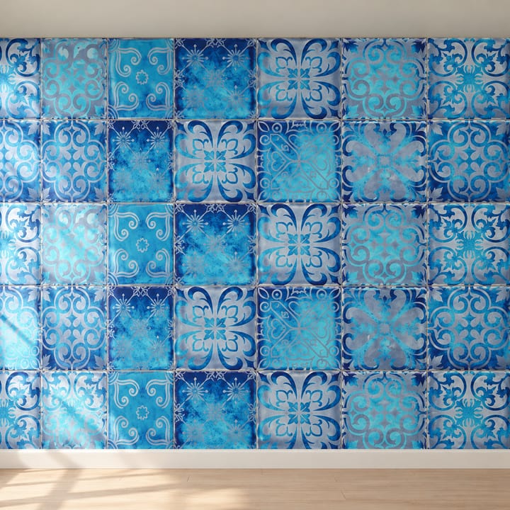Dream Blue Floral Tile Stickers
