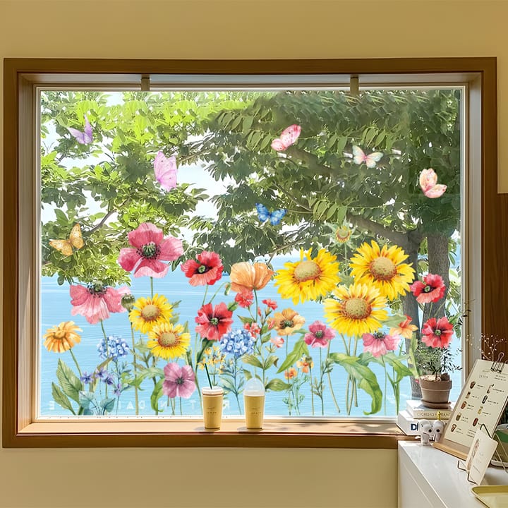 Watercolor Flower Window Cling Sheet