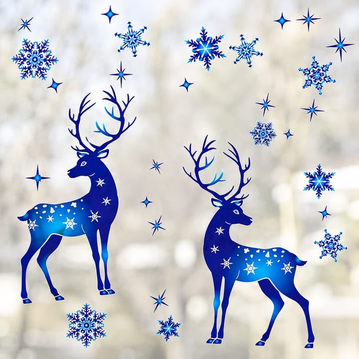 Blue Snowflake and Reindeer Window Clings